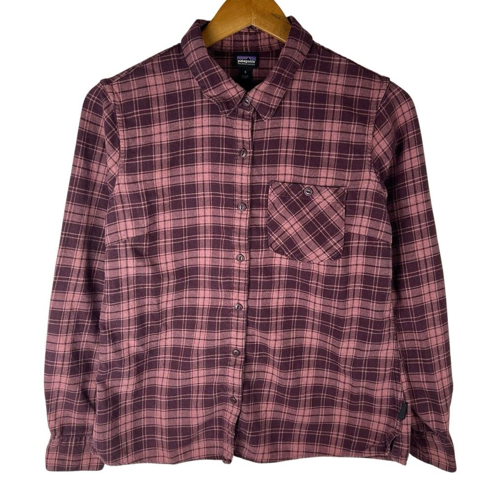 Patagonia Womens Sz 6 Shirt Button Up Organic Cotton Plaid Flannel Outdoor